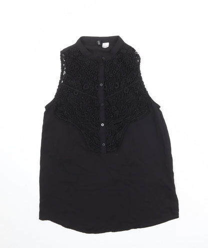 Womens UK Size 8 Divided by H&M Black Basic Button-Up