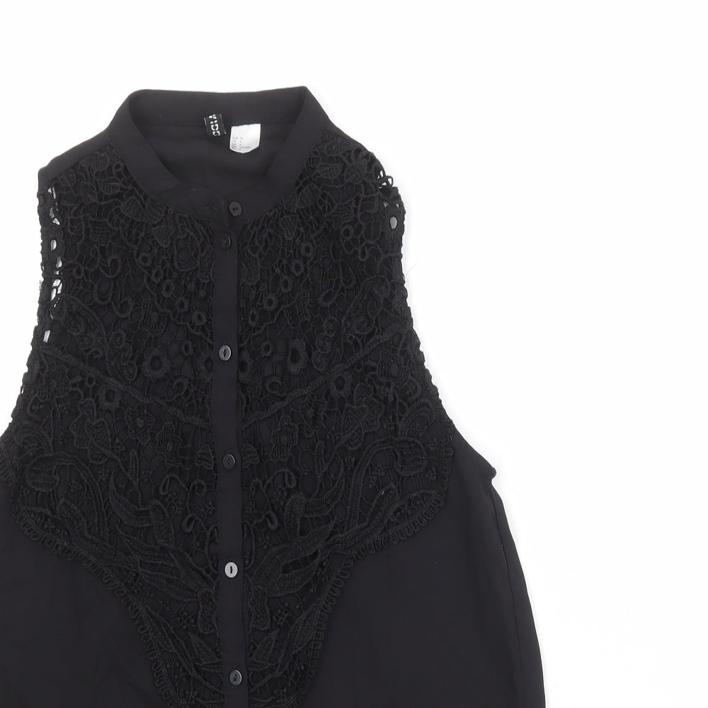 Womens UK Size 8 Divided by H&M Black Basic Button-Up