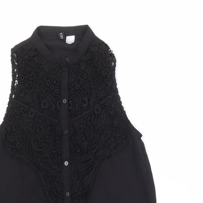 Womens UK Size 8 Divided by H&M Black Basic Button-Up