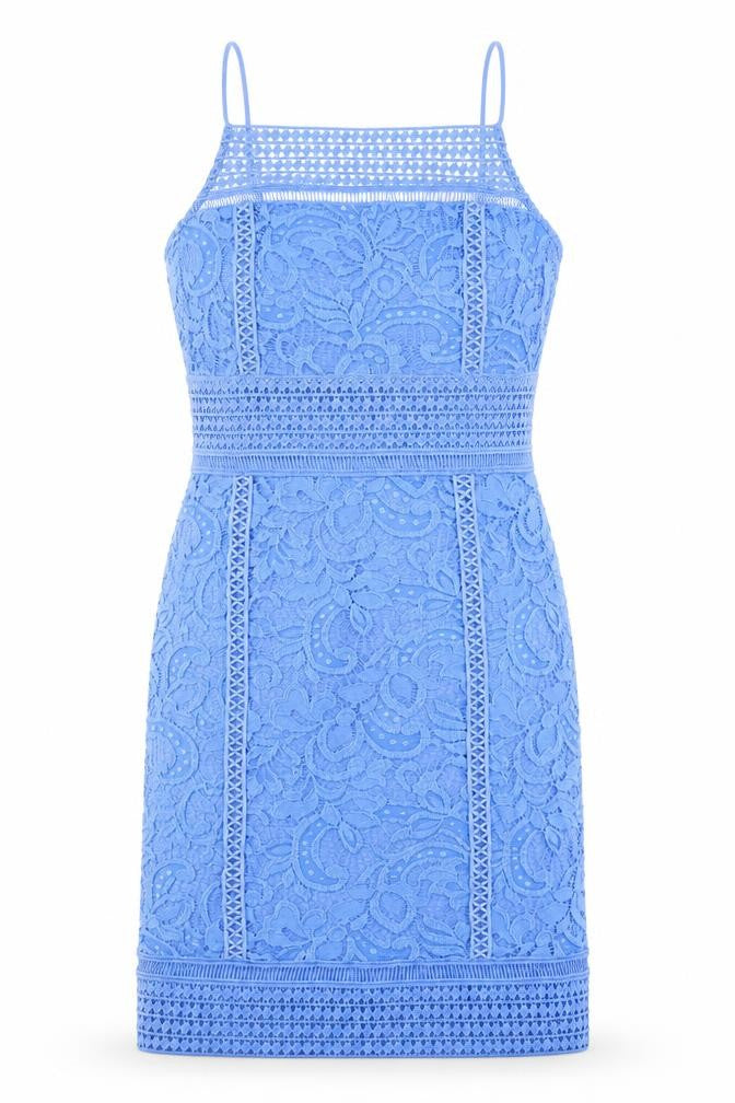 Topshop Womens Blue Polyester Sheath Size 10 Square Neck Zip