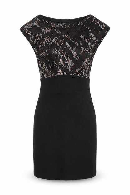 H&M Womens Black Polyester Pencil Dress Size 10 Boat Neck Pullover