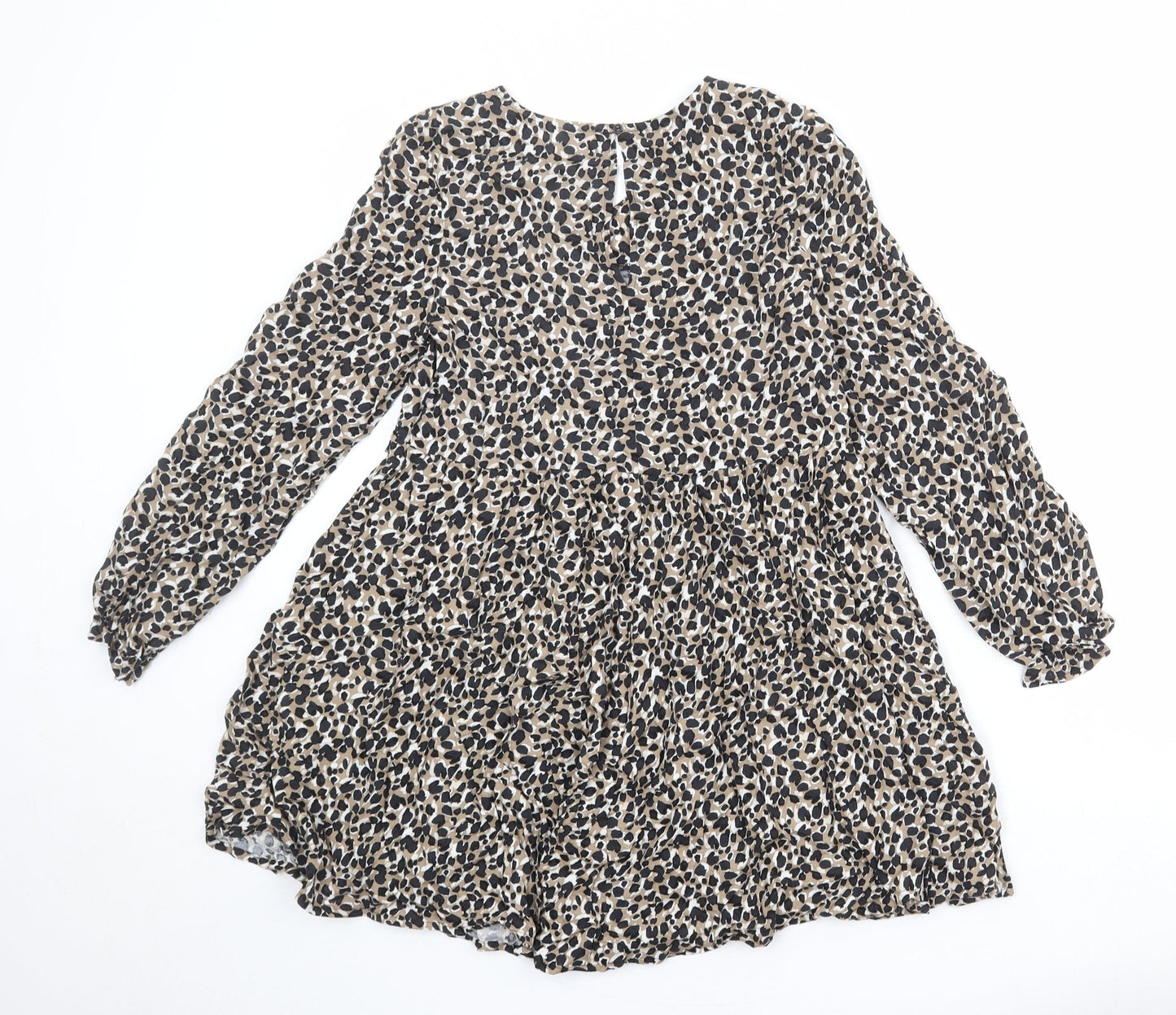 Marks and Spencer Girls Multicoloured Animal Print Viscose A-Line Size 12-13 Years V-Neck Button - Cheetah Print