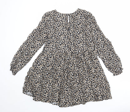 Marks and Spencer Girls Multicoloured Animal Print Viscose A-Line Size 12-13 Years V-Neck Button - Cheetah Print