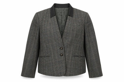 Great Plains London Womens Brown Check Wool Jacket Blazer Size L
