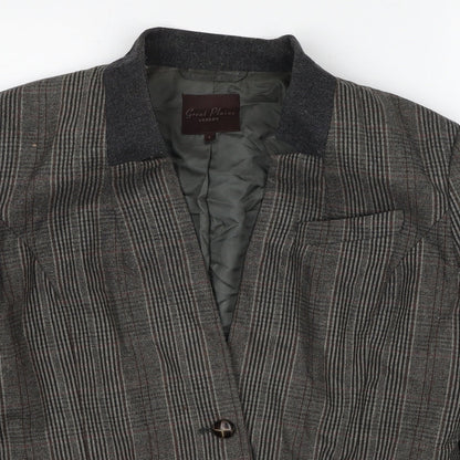 Great Plains London Womens Brown Check Wool Jacket Blazer Size L