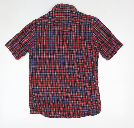 Topshop Mens Multicoloured Plaid Cotton Button-Up Size S Collared Button