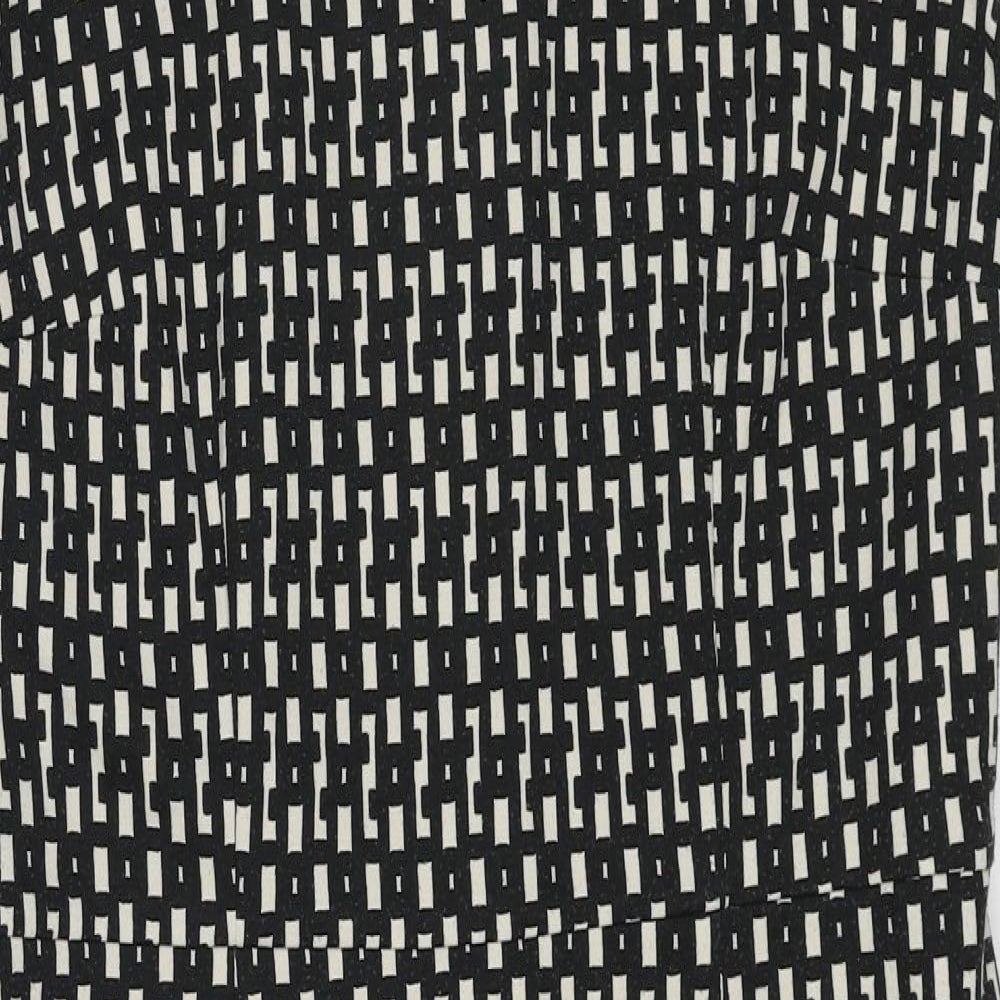 Linea Womens Black Geometric Polyester Shift Size 14 Round Neck Zip