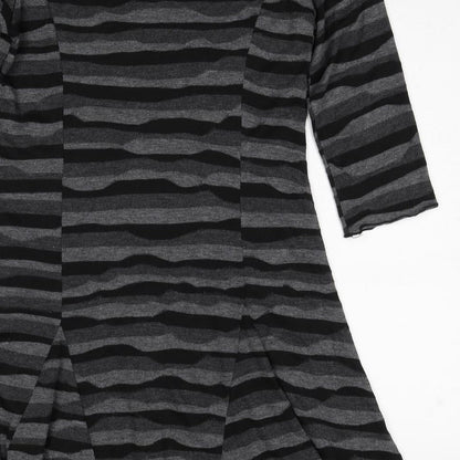 Epilogue Womens Grey Striped Polyester A-Line Size 14 Round Neck Pullover