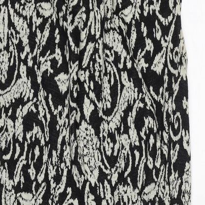Therapy Womens Black Geometric Acrylic Shift Size 12 Round Neck Zip