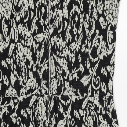 Therapy Womens Black Geometric Acrylic Shift Size 12 Round Neck Zip