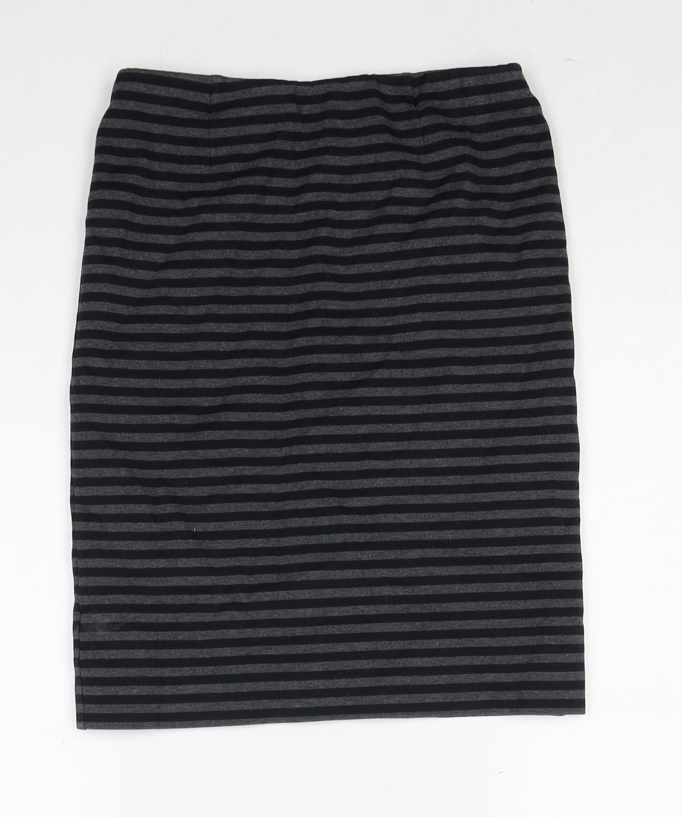 Deuxieme Classe Womens Grey Striped Cotton A-Line Skirt Size 10