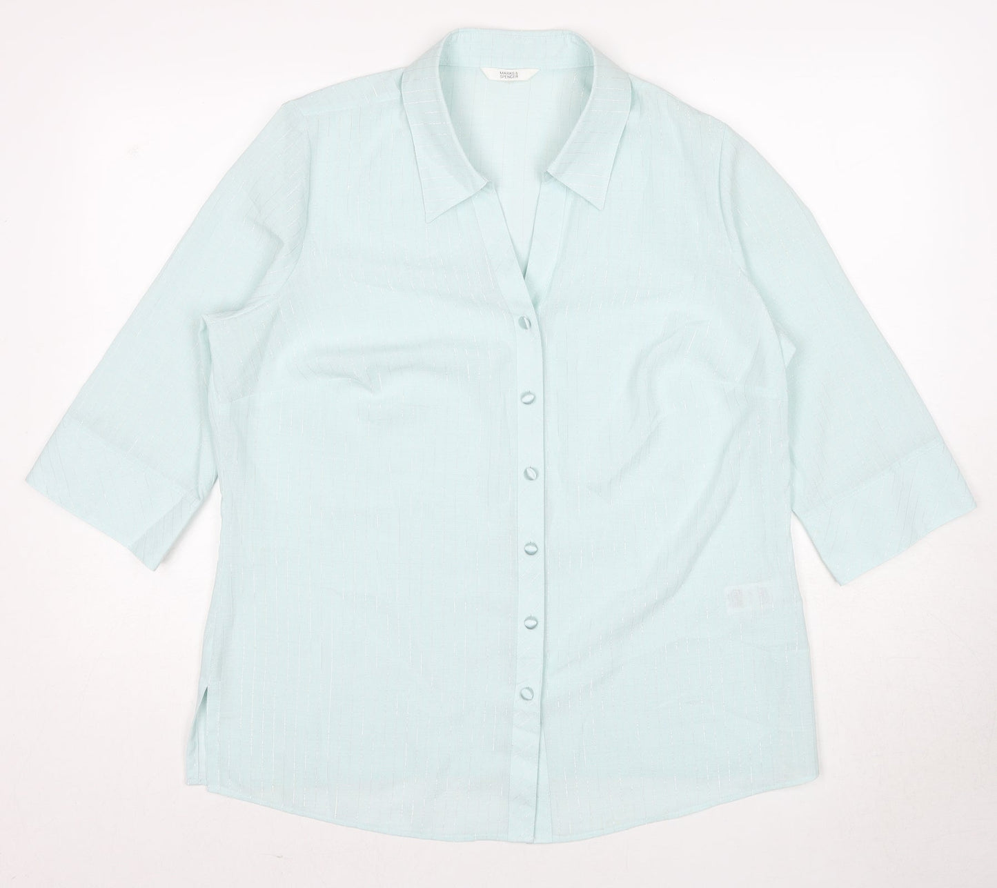 Womens UK Size 16 Marks and Spencer Blue Basic Button-Up