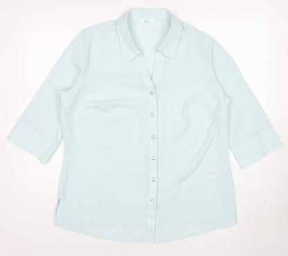 Womens UK Size 16 Marks and Spencer Blue Basic Button-Up