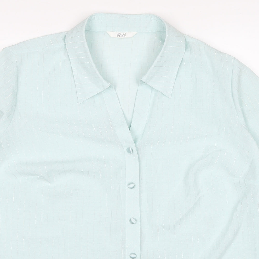 Womens UK Size 16 Marks and Spencer Blue Basic Button-Up