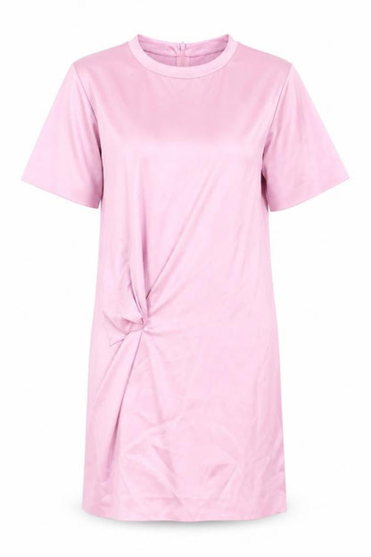 Zara Womens Pink Polyester T-Shirt Dress Size S Round Neck Zip - Twist Detail