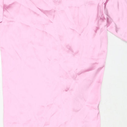 Zara Womens Pink Polyester T-Shirt Dress Size XS Round Neck Zip - Twist Detail