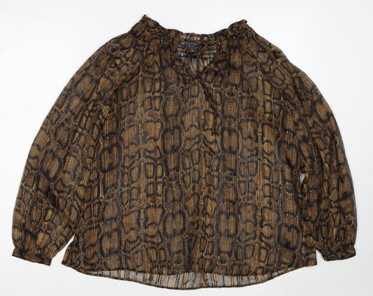 Womens UK Size 8 Marks and Spencer Brown Basic Blouse