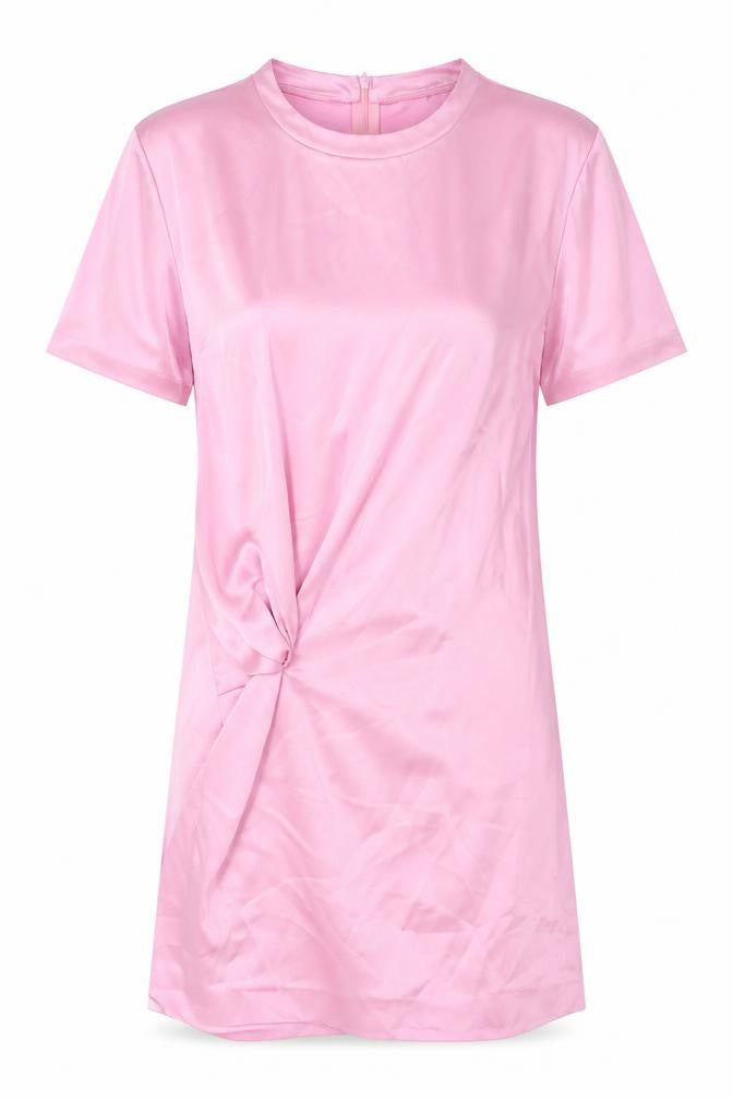 Zara Womens Pink Polyester Mini Size S Round Neck Zip - Twist Front Detail