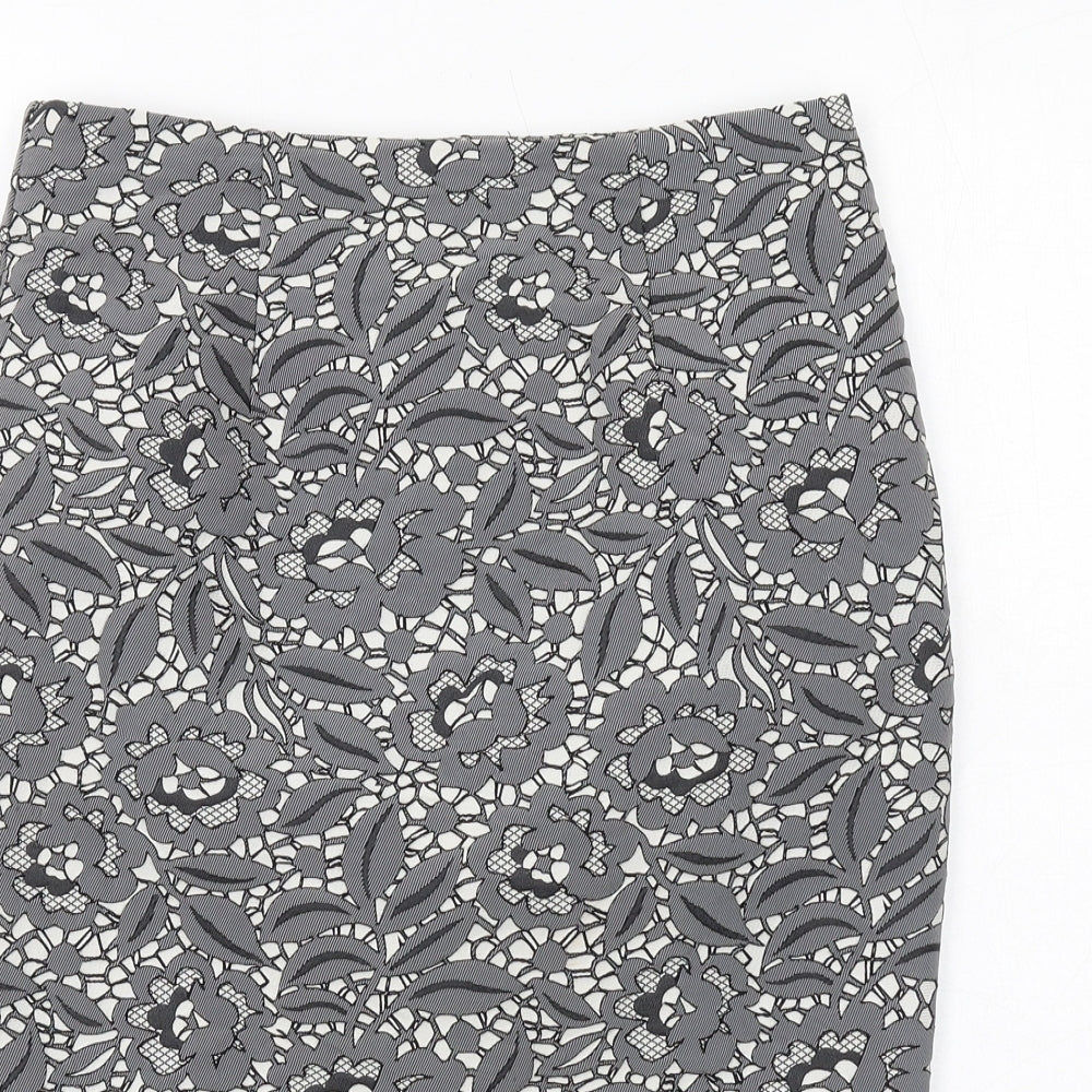 Fenn Wright Manson Womens Grey Floral Polyester Straight & Pencil Skirt Size 10 Zip