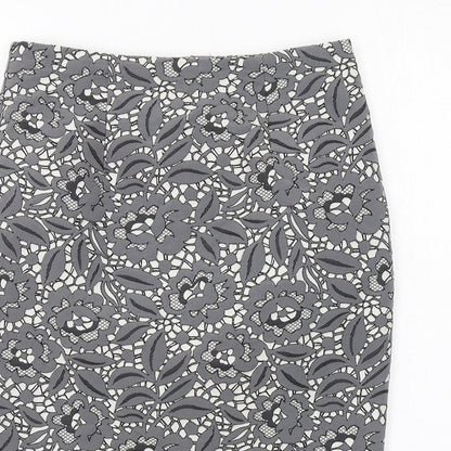 Fenn Wright Manson Womens Grey Floral Polyester Straight & Pencil Skirt Size 10 Zip