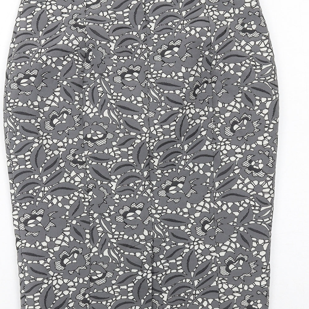 Fenn Wright Manson Womens Grey Floral Polyester Straight & Pencil Skirt Size 10 Zip
