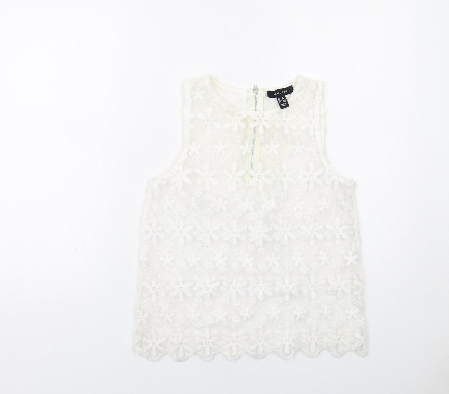 Womens UK Size 10 New Look White Basic Tank