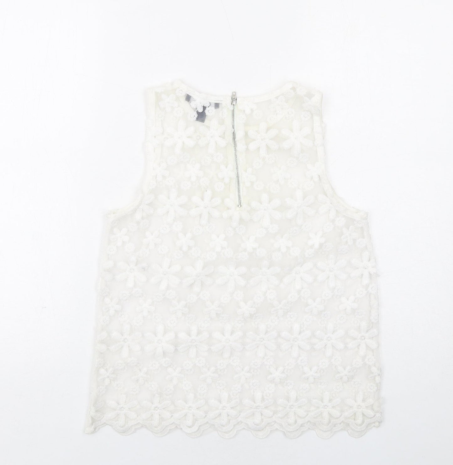 Womens UK Size 10 New Look White Basic Tank