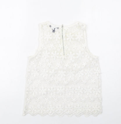 Womens UK Size 10 New Look White Basic Tank