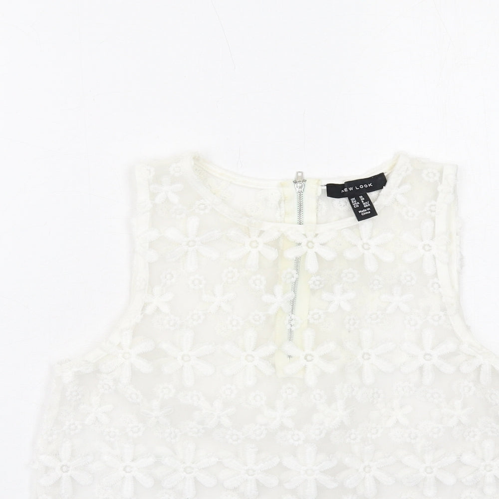 Womens UK Size 10 New Look White Basic Tank