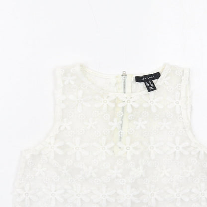 Womens UK Size 10 New Look White Basic Tank
