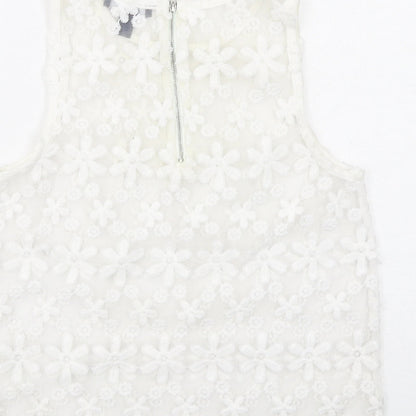 Womens UK Size 10 New Look White Basic Tank