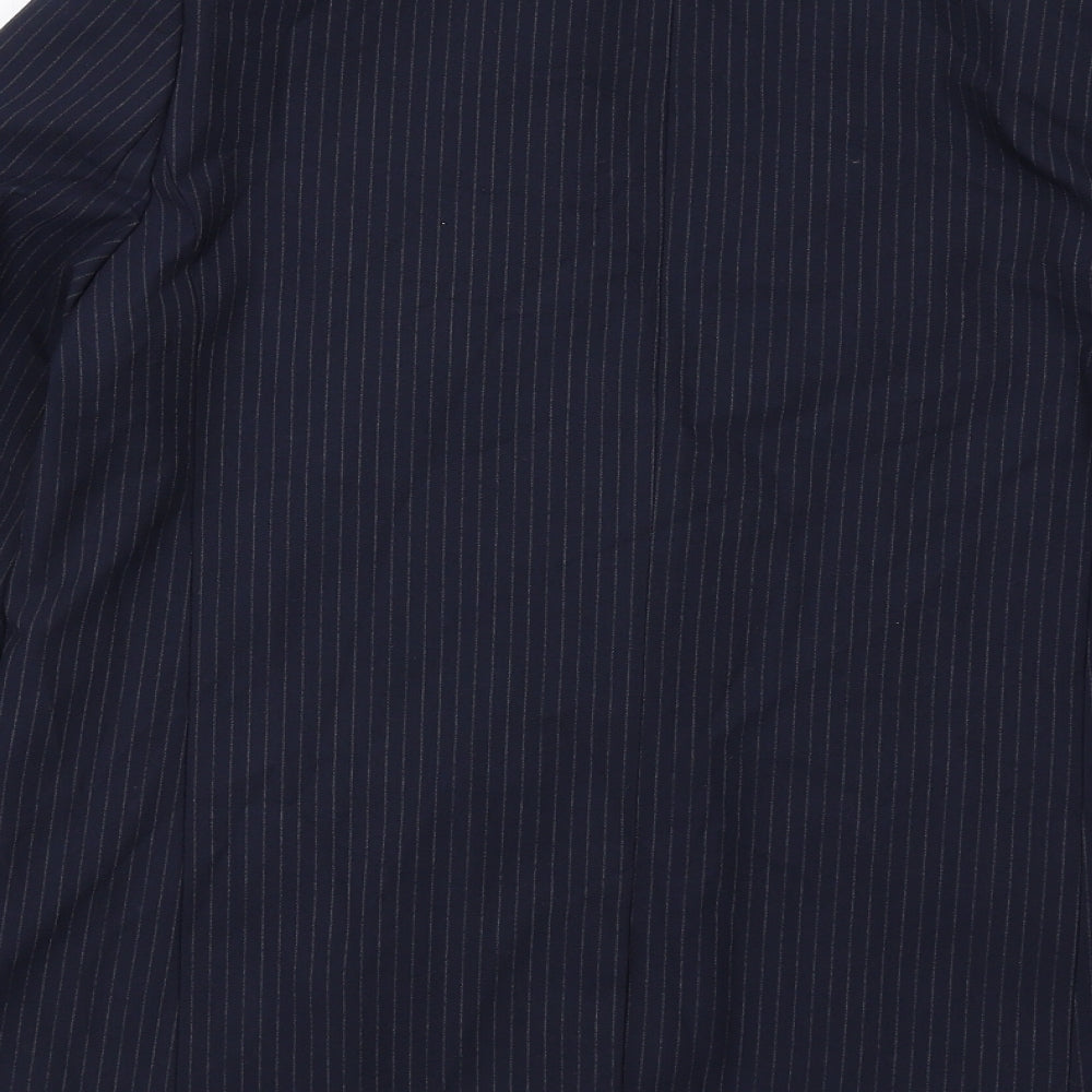 Marks and Spencer Womens Blue Pinstripe Polyester Jacket Suit Jacket Size 12
