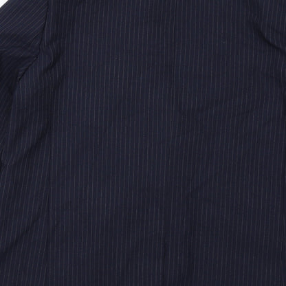 Marks and Spencer Womens Blue Pinstripe Polyester Jacket Suit Jacket Size 12