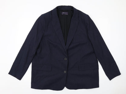 Marks and Spencer Womens Blue Pinstripe Polyester Jacket Suit Jacket Size 20