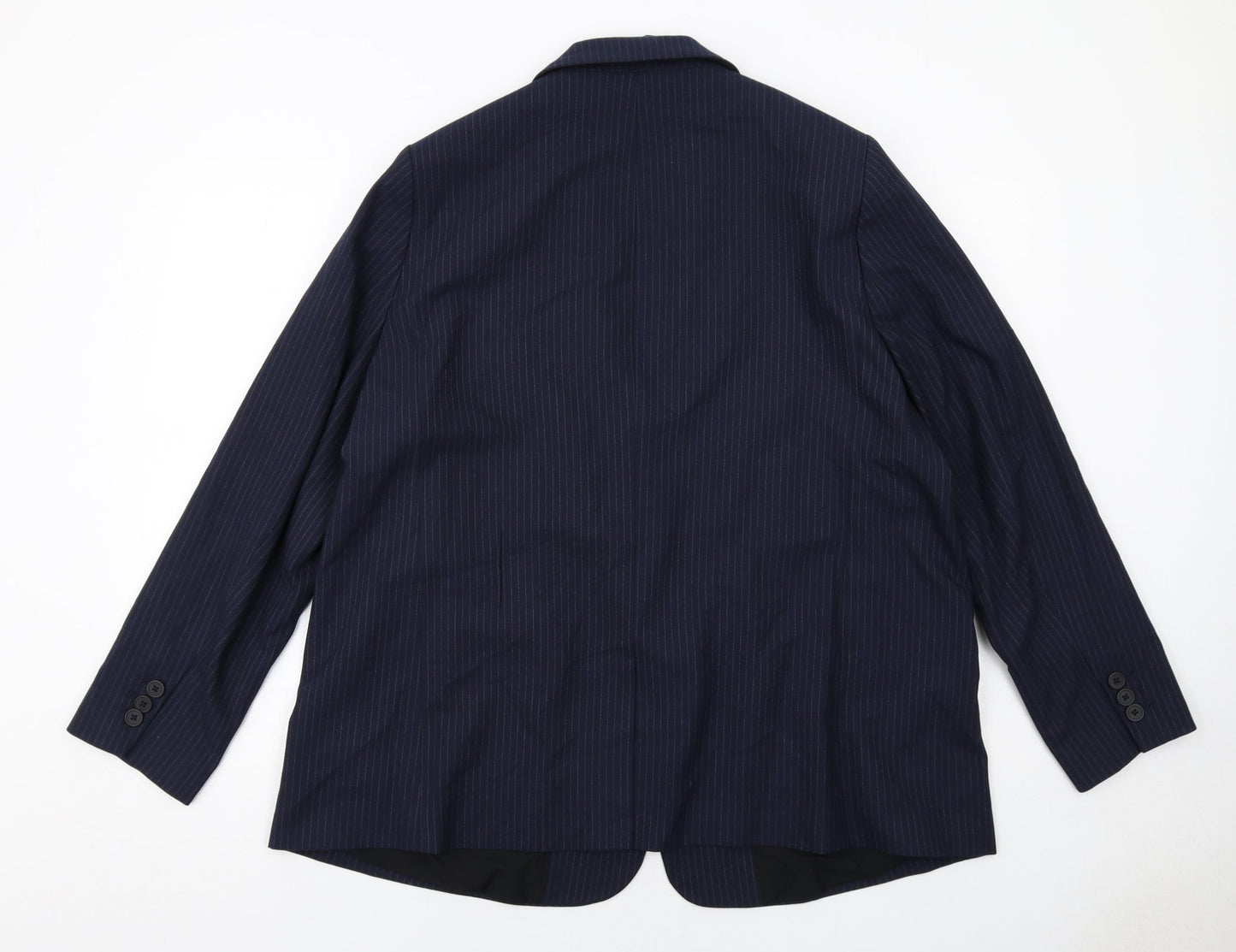 Marks and Spencer Womens Blue Pinstripe Polyester Jacket Suit Jacket Size 20
