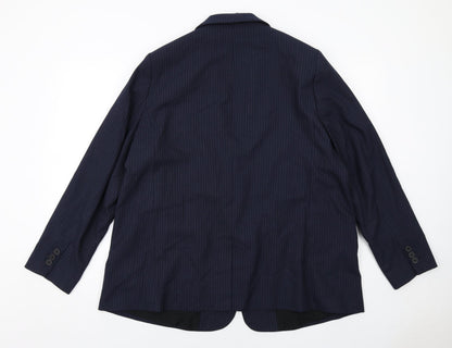 Marks and Spencer Womens Blue Pinstripe Polyester Jacket Suit Jacket Size 20