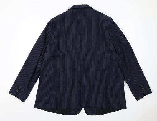 Marks and Spencer Womens Blue Pinstripe Polyester Jacket Suit Jacket Size 20