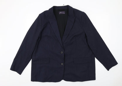Marks and Spencer Womens Blue Pinstripe Polyester Jacket Suit Jacket Size 20
