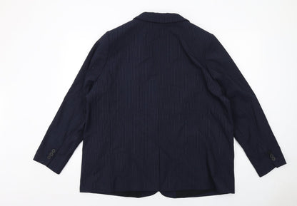 Marks and Spencer Womens Blue Pinstripe Polyester Jacket Suit Jacket Size 20