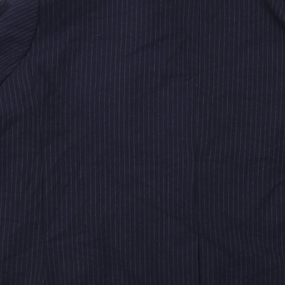 Marks and Spencer Womens Blue Pinstripe Polyester Jacket Suit Jacket Size 20