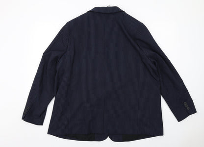 Marks and Spencer Womens Blue Pinstripe Polyester Jacket Suit Jacket Size 20