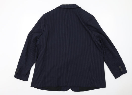 Marks and Spencer Womens Blue Pinstripe Polyester Jacket Suit Jacket Size 20
