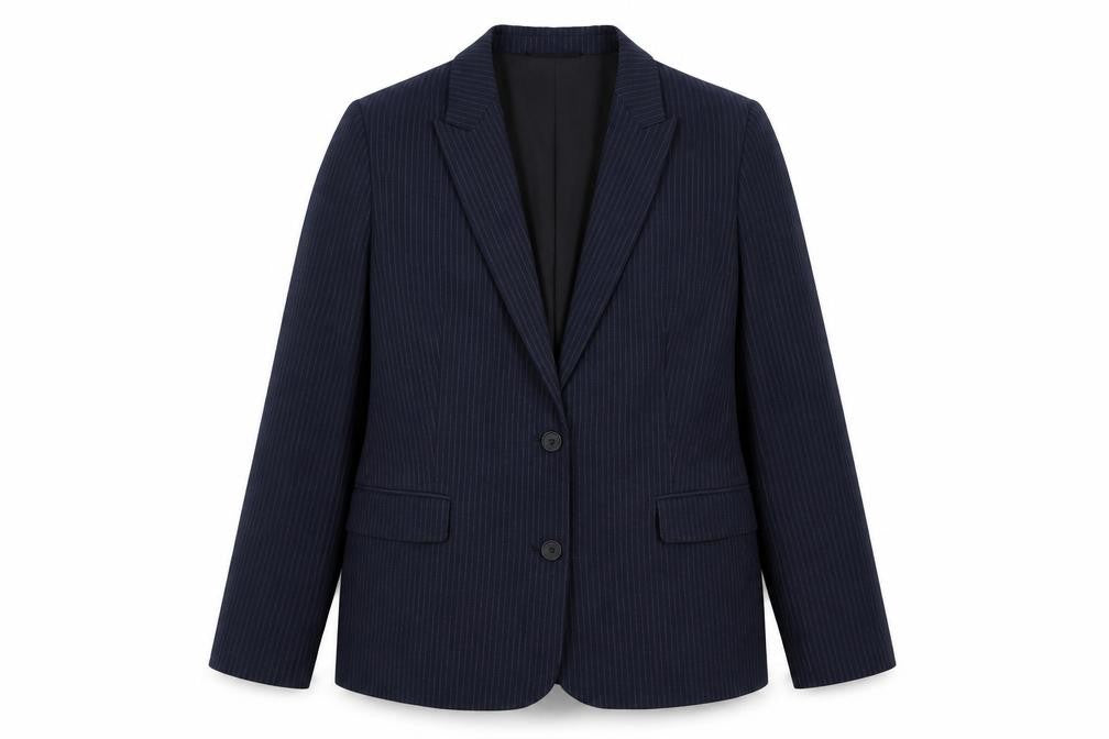 Marks and Spencer Womens Blue Pinstripe Polyester Jacket Suit Jacket Size 18