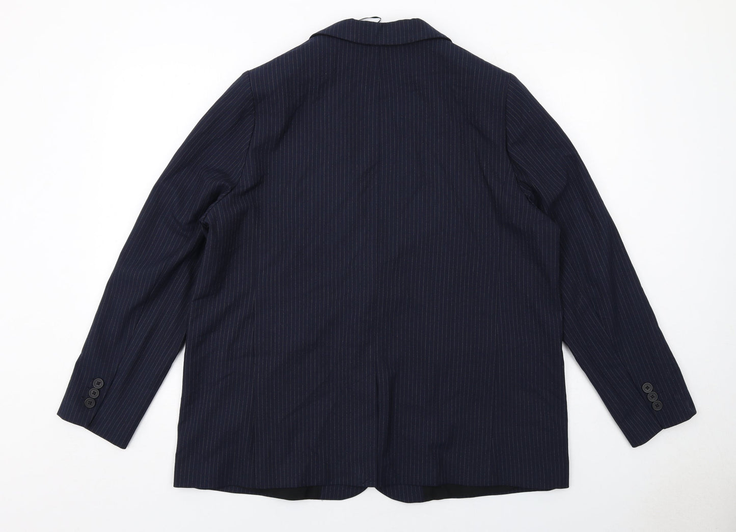 Marks and Spencer Womens Blue Pinstripe Polyester Jacket Suit Jacket Size 18