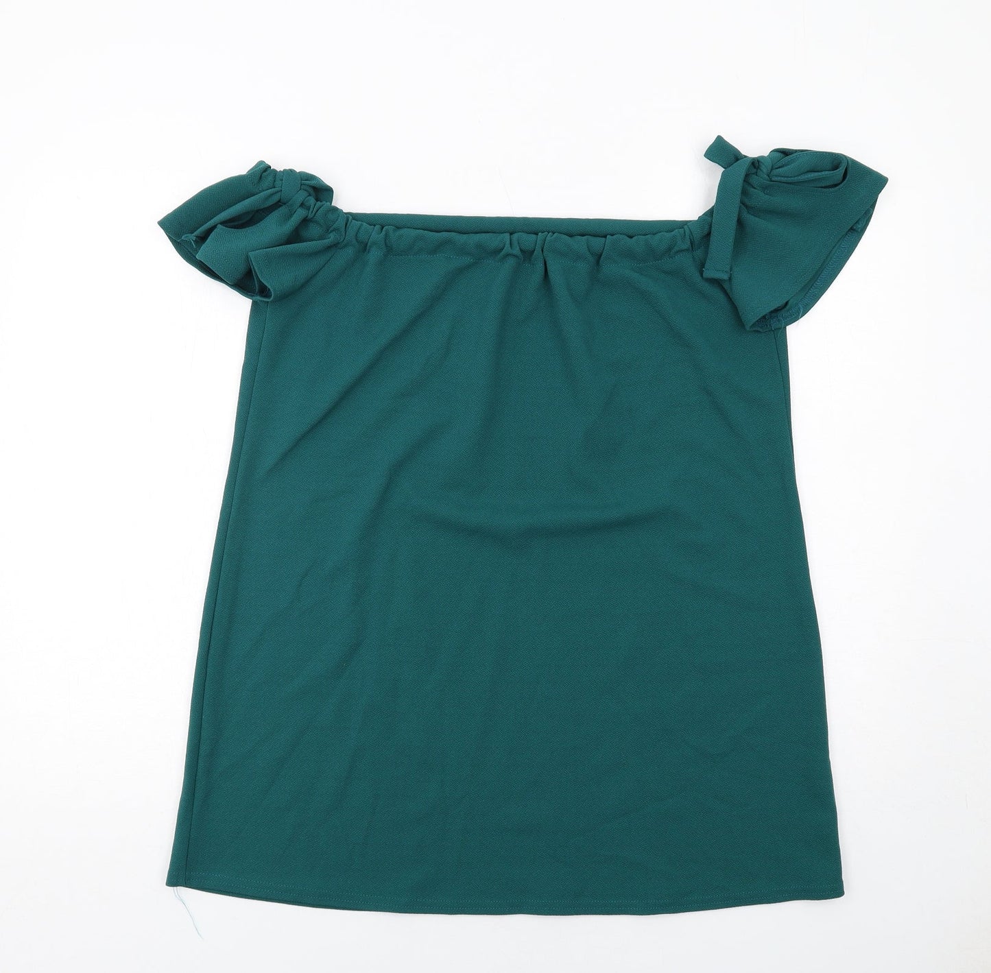 Boohoo Womens Green Polyester Basic Blouse Size 14 Boat Neck