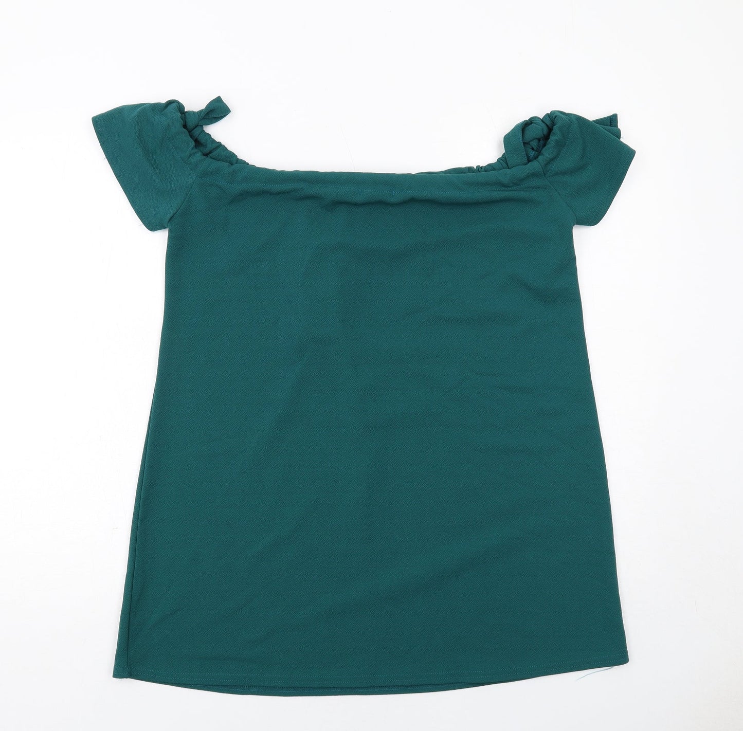 Boohoo Womens Green Polyester Basic Blouse Size 14 Boat Neck