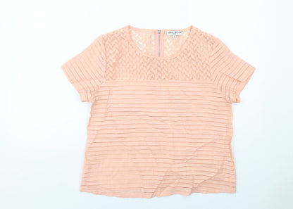 Womens UK Size L Jaune Rouge Pink Basic T-Shirt