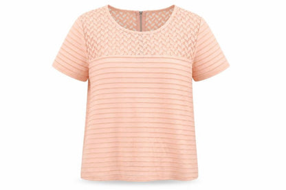 Womens UK Size L Jaune Rouge Pink Basic T-Shirt
