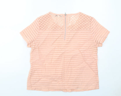 Womens UK Size L Jaune Rouge Pink Basic T-Shirt
