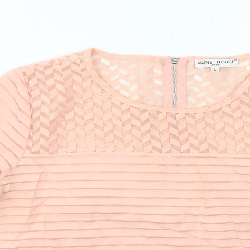 Womens UK Size L Jaune Rouge Pink Basic T-Shirt
